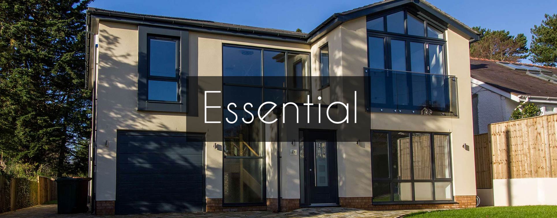 New build property featuring installation of Essential aluminium windows and bifold doors.