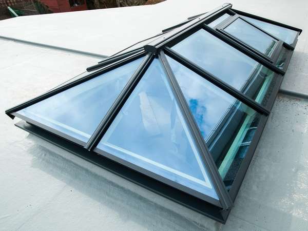 Mold North Wales : Installation of our ATS Slim line Thermally Broken Roof lantern Triple Glazed with 44mm triple glazed units U vale .6 glass